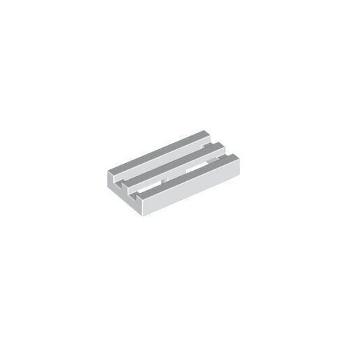 Fehér LEGO Módosított csempe 1 x 2 rács alsó horonnyal