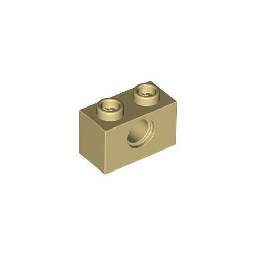 Homokszín LEGO Technic kocka 1 x 2 lyukkal