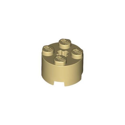 Homokszín LEGO Kerekített kocka 2 x 2 tengelylyukkal