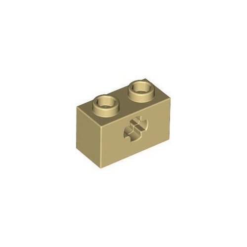 Homokszín LEGO Technic kocka 1 x 2 tengelylyukkal