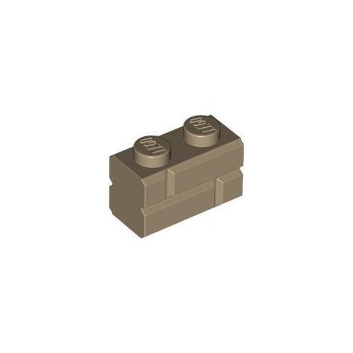 Sötét homokszín LEGO Módosított kocka 1 x 2 tégla mintázattal