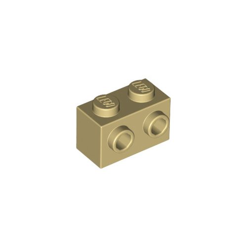 Homokszín LEGO Módosított kocka 1 x 2 egy oldalán bütykökkel