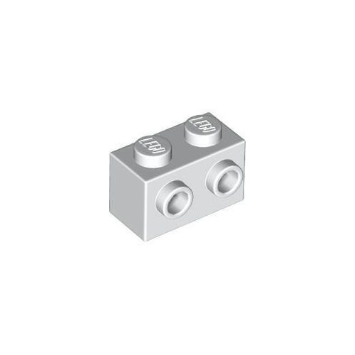 Fehér LEGO Módosított kocka 1 x 2 egy oldalán bütykökkel