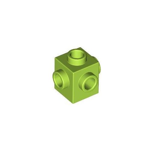 Limezöld LEGO Módosított kocka 1 x 1 négy oldalán bütykökkel