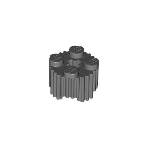 Sötét kékesszürke LEGO Kerekített kocka 2 x 2 tengelylyukkal és bordázott profillal