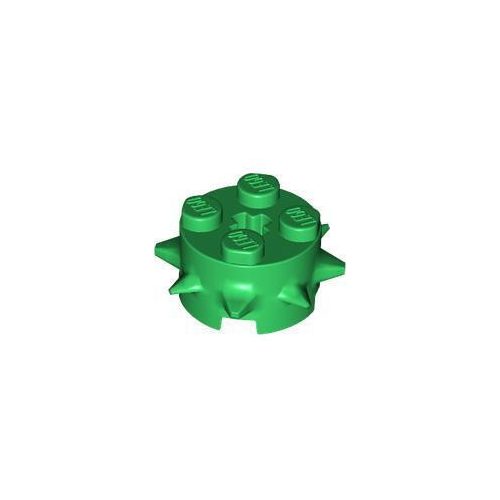 Zöld LEGO Kerekített kocka 2 x 2 tüskékkel és tengelylyukkal
